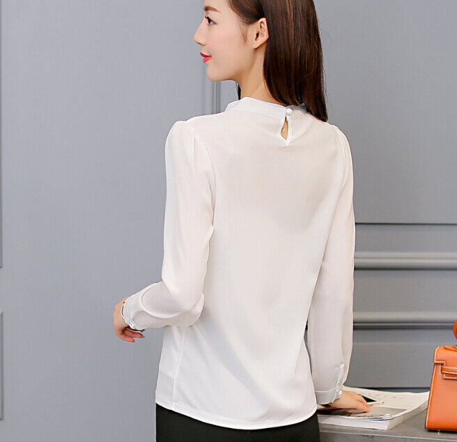 Корейская весенне-летняя рубашка женская одежда тонкая белая блузка с длинным рукавом модная шифоновая Женская рабочая рубашка Vestidos