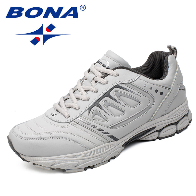 BONA สไตล์ใหม่ผู้ชายรองเท้าวิ่งกลางแจ้งเดินป่ารองเท้าผ้าใบ Lace Up รองเท้ากีฬารองเท้านุ่มสบายนุ่มจัดส่งฟรี
