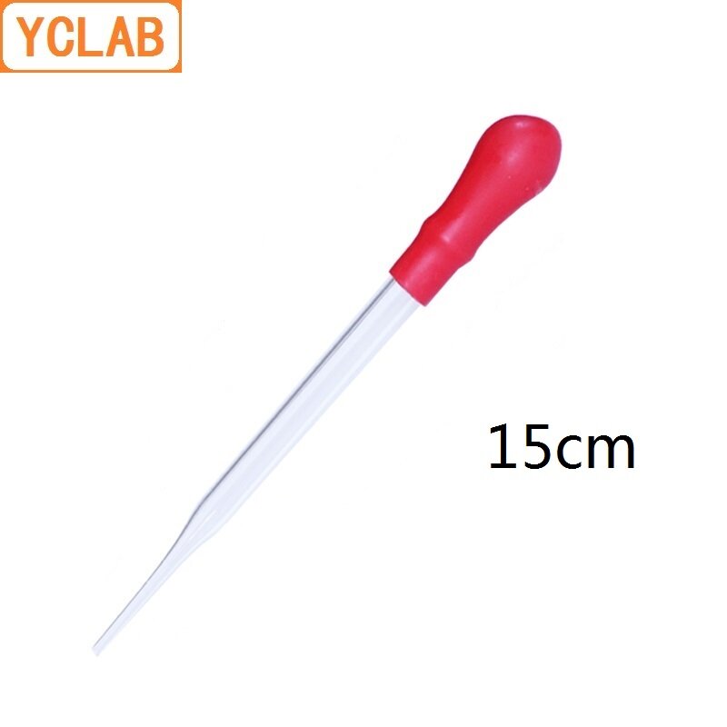 YCLAB-Pipeta de vidrio transparente de 15cm, punta recta con pezón de goma de látex rojo, experimento químico, maquillaje de aceite esencial