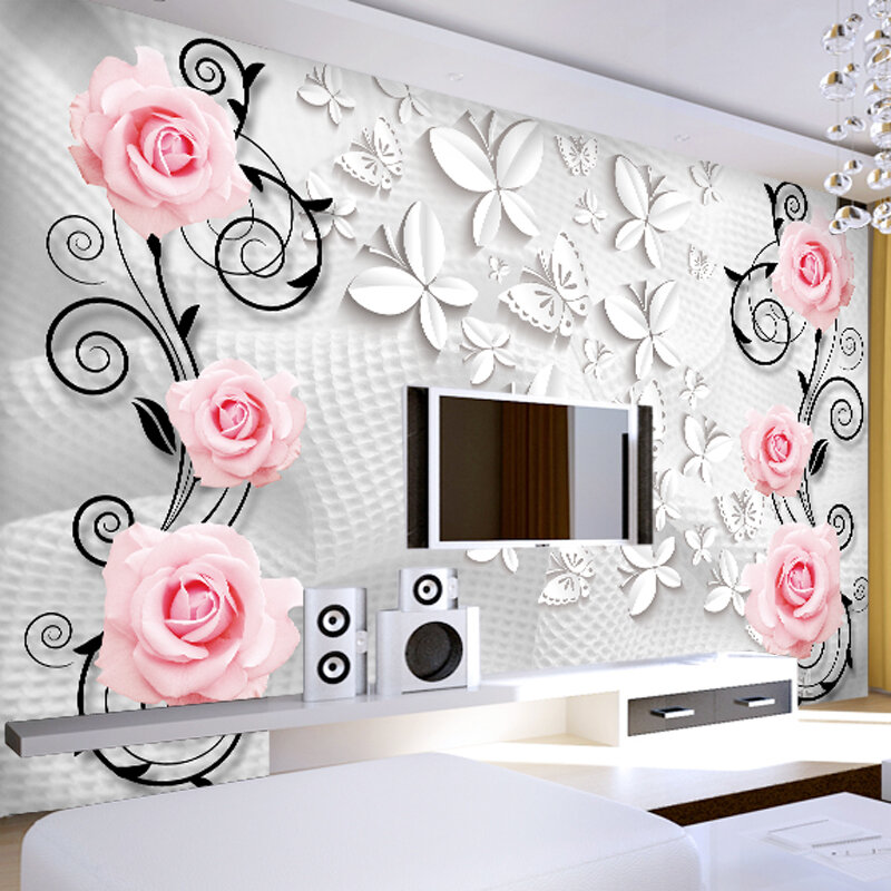 Beibehang หรูหราวอลล์เปเปอร์ 3D ภาพจิตรกรรมฝาผนัง papel de parede 3D Photo Wall กระดาษดอกไม้พื้นกระดาษ papel de parede papel parede