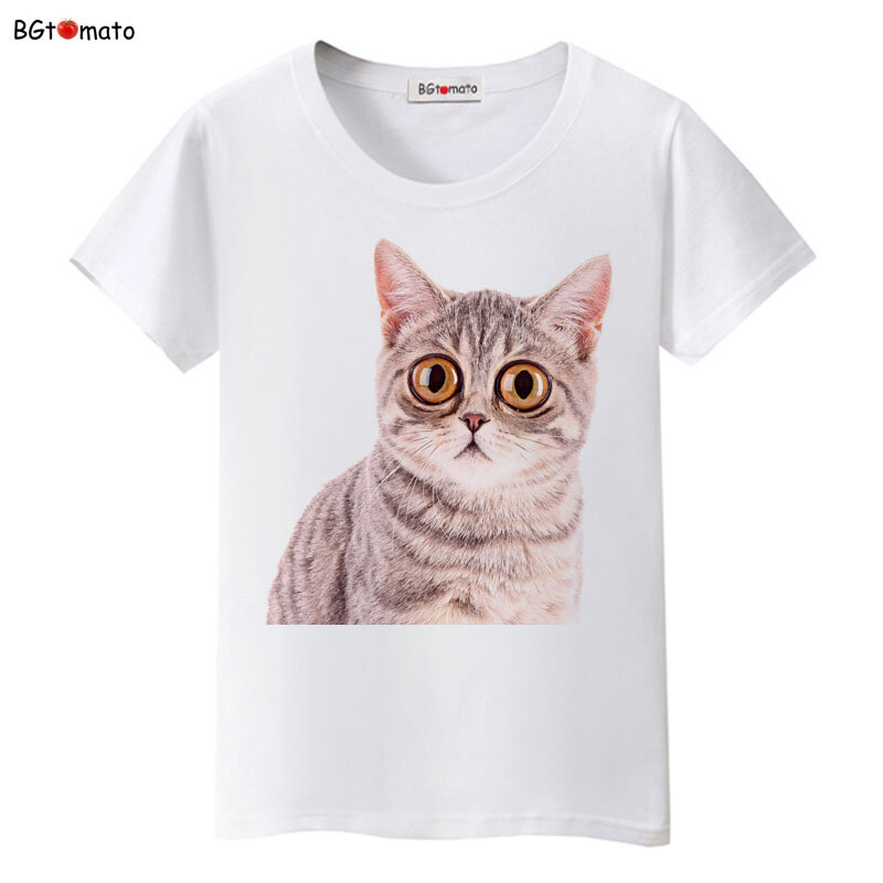 Белая футболка с изображением острых кошек, летний топ, крутые футболки с 3d принтом, брендовая одежда, футболка, Женская милая рубашка, топы, футболки