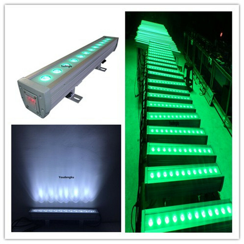 Miniluz led de pared para exteriores, 12x10w, rgbw, 4 en 1, lineal, ip65, dmx, reflector, uplight, 30 piezas