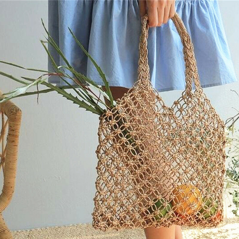 Wielozadaniowe torby słomiane ręcznie robione letnie tkane plażowe damska torba na ramię Bohemia Bali Travel damskie torebki świąteczne