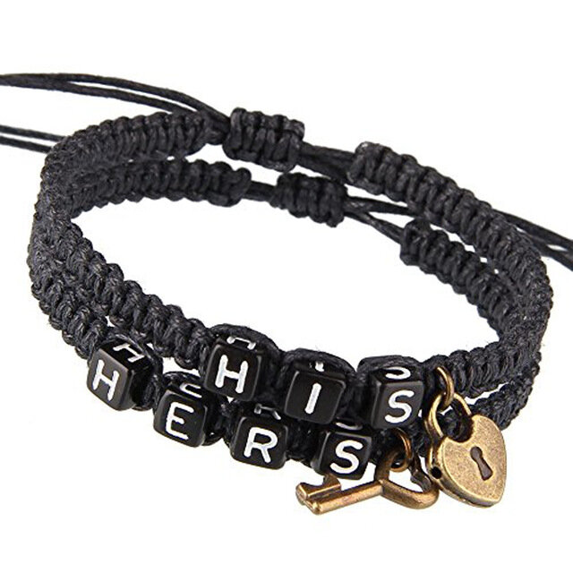 Offre spéciale en gros charme fin cadeau clé verrouiller son sien personnalisé Camisetas Mujer Couples amoureux Bracelet