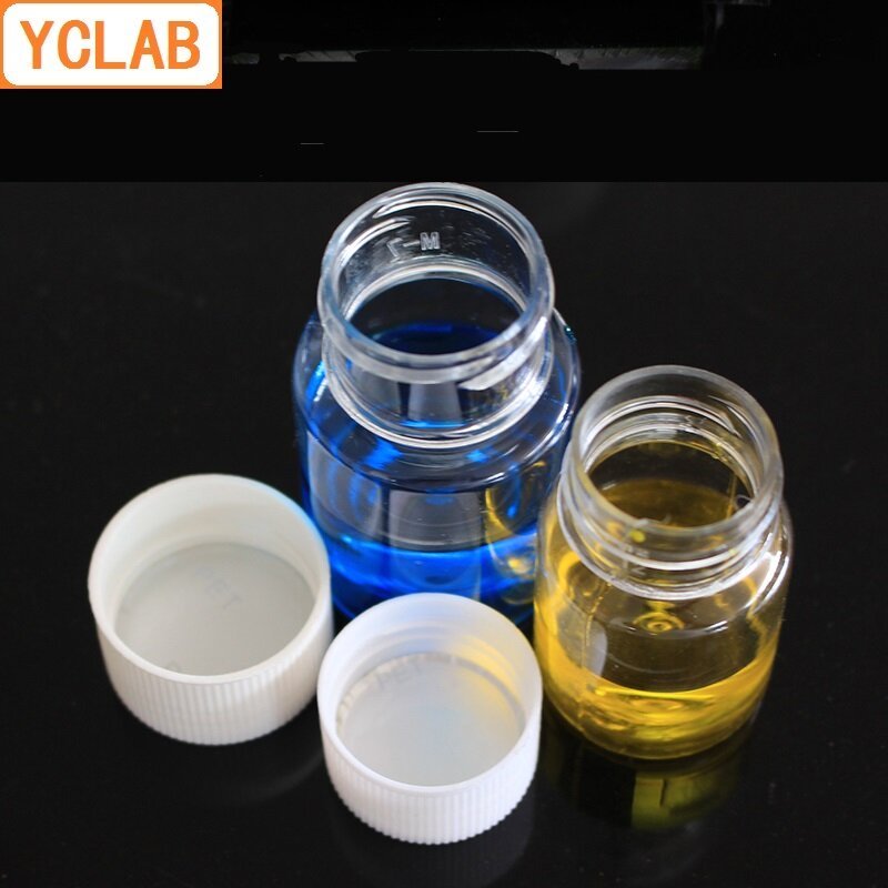 YCLAB-botella de muestra de plástico PETP de 30mL, muestra de PET transparente con junta de PE, equipo de laboratorio químico