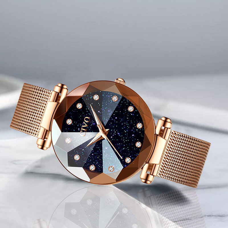 CIVO Fashion Ladies Watches Waterproof Steel Mesh Strap Bracelet Wristwatch Reloj Mujer Crystal Dress Watch For Women Bayan Saat