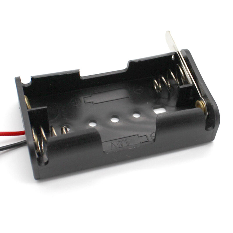 Caja de soporte de batería AA de 2 ranuras, montaje de energía de 3V con interruptor y cables de 57x32x14mm para Kit de Material de tecnología de juguete DIY, 5 uds.