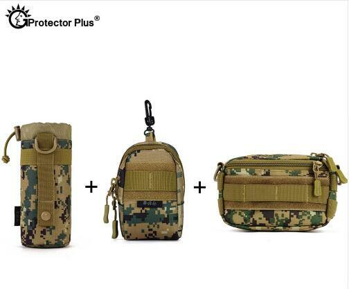 PROTECTOR PLUS Tactical Pouch Set 3 Bags Molle Expand Outdoor Sports Hunting Cycling Camo Bag Single Shoulder Waist Waterproof