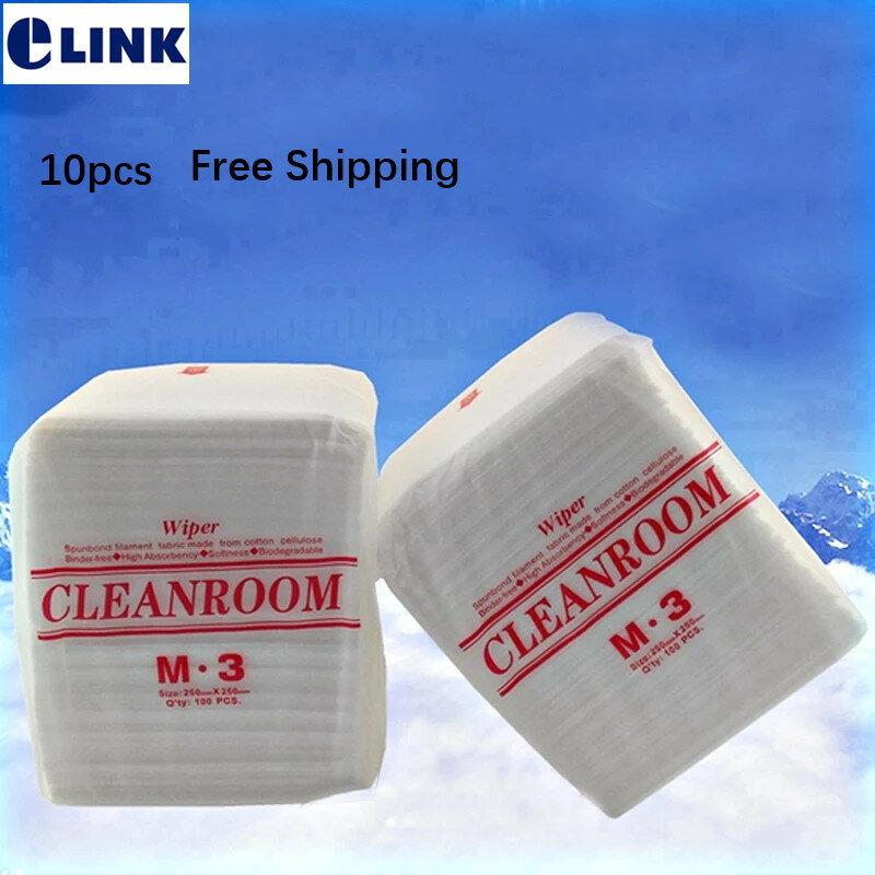 10 túi M-3 bụi-miễn phí wipes đối với kết nối sợi quang phòng sạch gạt nước M3 sợi làm sạch giấy sạch hơn 100 cái/túi miễn phí vận chuyển