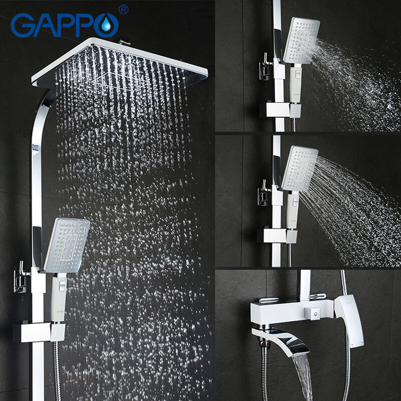 Gappo-torneiras para banheira, brancas, banheiro, torneira, pia, misturador, água, banheiro, sistema de chuveiro