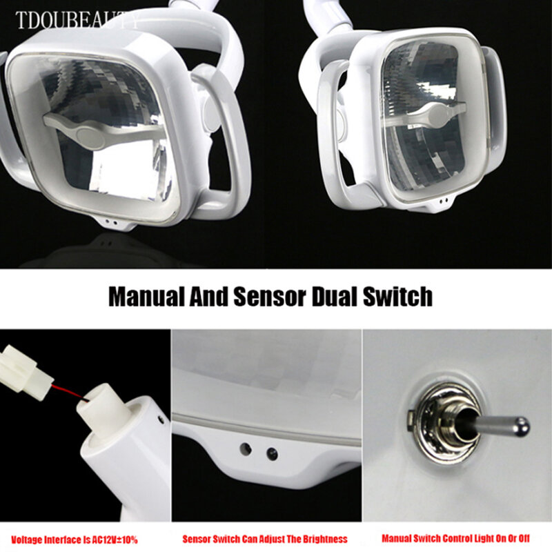 TDOUBEAUTY Lampu LED Gigi Lampu Dingin Mulut Super Terang 15W Lampu LED Reflektif Oral Manual + Sakelar Sensor Cerdas
