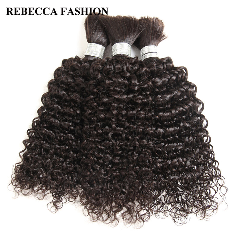 Rebecca brasileiro remy encaracolado cabelo humano em massa para trança 1/3/4 pacotes 10 a 30 Polegada cor 1b/99j extensões de cabelo