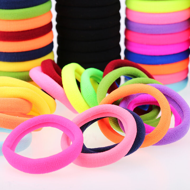 20pcs/lot Candy Fluorescence Colored Hair Holders High Quality Rubber Bands Hair Elastics Accessories Girl Women Tie Gum