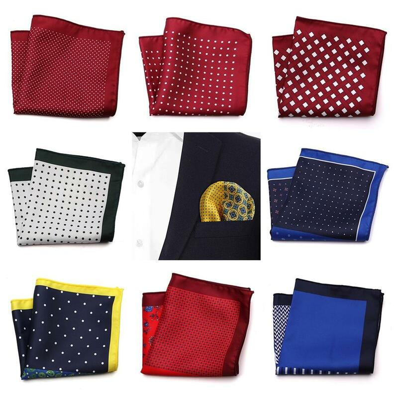 Tailor Smith New Designer Pocket Square Printed Microfiber Paisley Checked Fashion Handkerchief Dot Paisley Floral Stye Hanky