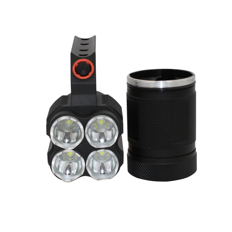 Linterna táctica de XM-L2, 4x L2 LED, 4500LM, 4 modos, lámpara de luz para pesca al aire libre, caza + batería 4x18650 + cargador