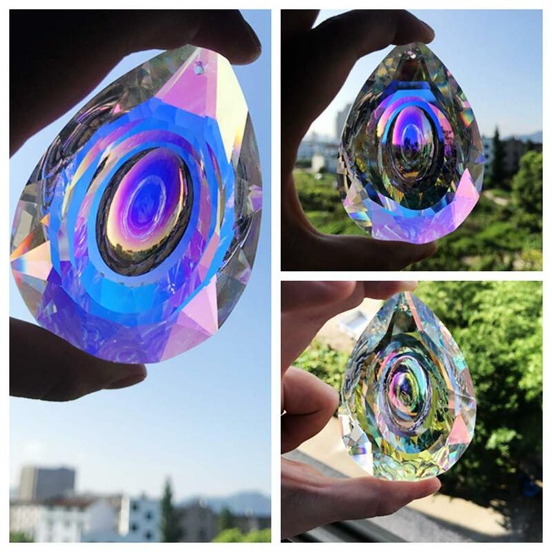 H & D Suncatcher Prisma Kristal Gantung untuk Dekorasi Jendela 76Mm Bagian Lampu Gantung Warna AB Aksesori Dekorasi Pernikahan Rumah DIY