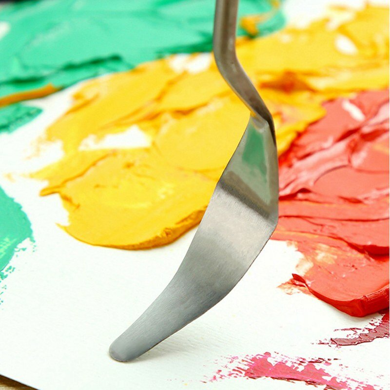 5 Buah Palet Pisau Lukisan Besi Tahan Karat Pengikis Spatula Alat Gambar Set Perlengkapan Seni untuk Artis Lukisan Minyak Pencampuran Warna