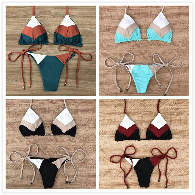 2019 Halter Micro Bikini Set Women Padded Swimsuit Sexy Thong Brazilian Bikini Bandage Push Up Swimwear Women String Swim Suit