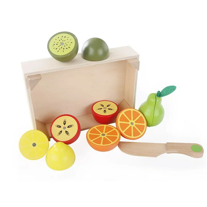 Wooden Kitchen Toys Cutting Fruit Vegetable Play miniature Food Kids Wooden baby early education food toys