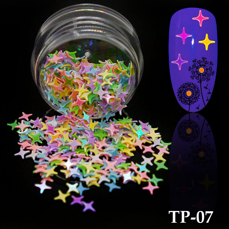 1 Boxed Nails Sequins Colorful Nails Glitter Patch UV Gel 3D Nail Decoration Nail Art DIY Accessories Color Mixed Art