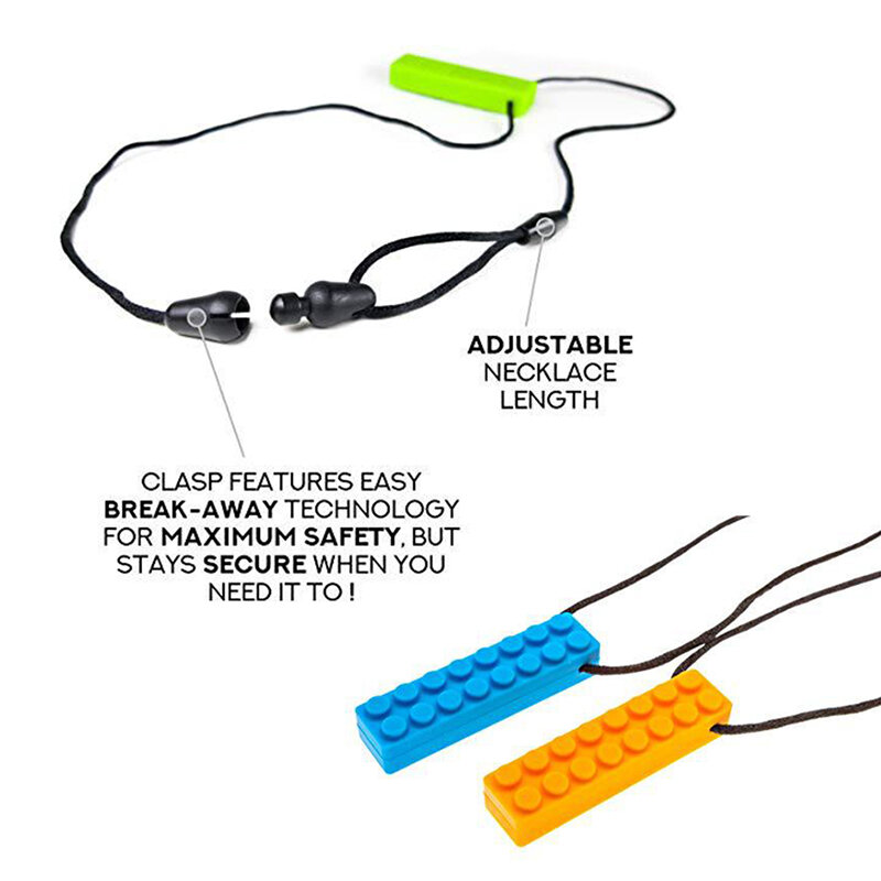 1 Buah Sensori Chew Necklace Brick Kenyal Anak Silikon Menggigit Pensil Puncak Mainan Teether, Silikon Teether untuk Anak-anak dengan Autisme