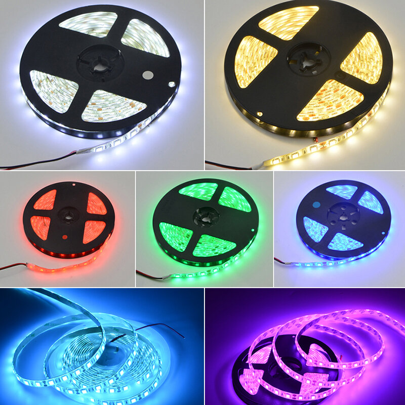 5M 300LED striscia Led RGB impermeabile 5050 DC12V 60leds/M cintura luminosa flessibile nastro a nastro LED decorazione della casa 24V RGBW strisce lampada