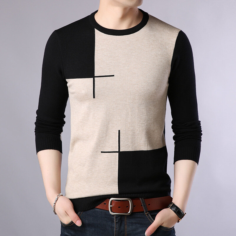 Suéter informal para hombre, ropa de punto ajustada con cuello redondo, jerseys, M-3XL de otoño, 2024