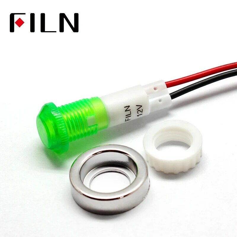 FILN 12 V 220 V 10mm LED nhựa đèn báo tín hiệu đèn 20 cm cbale