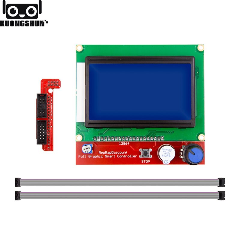 KUONGSHUN Full Gráfico 12864 Controlador Inteligente RAMPS 1.4 Painel de Controle LCD 12864 LCD Tela Azul para 3D Impressora