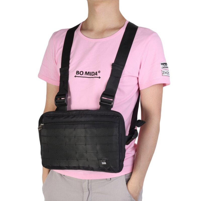 Bolso de hombro táctico cruzado para hombre y mujer, bolsa de Cintura ajustable en el pecho, estilo Hip Hop, para caza