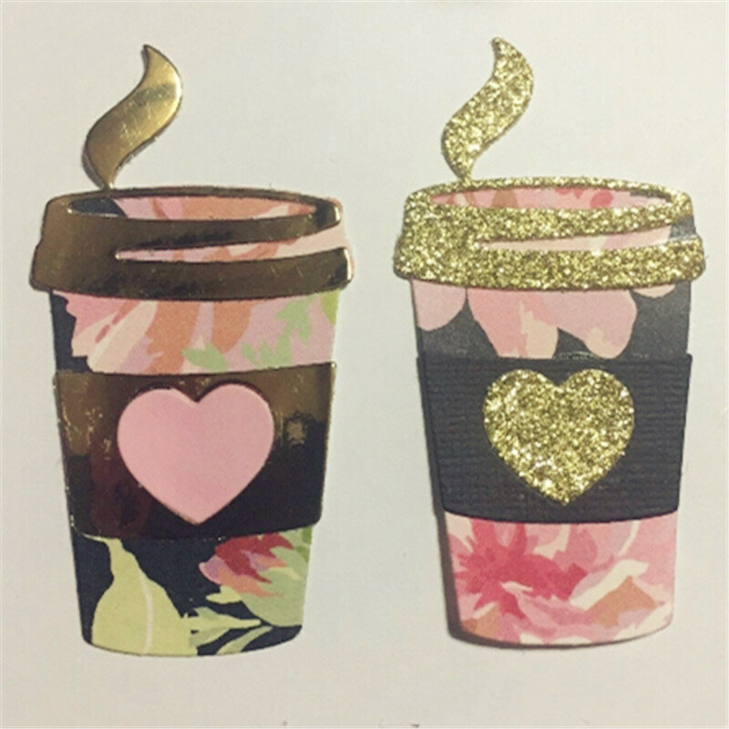 Кофейная чашка с сердцем, металлический трафарет для резки, для «сделай сам», скрапбукинг, тиснение, альбом, бумажные карты, декоративные