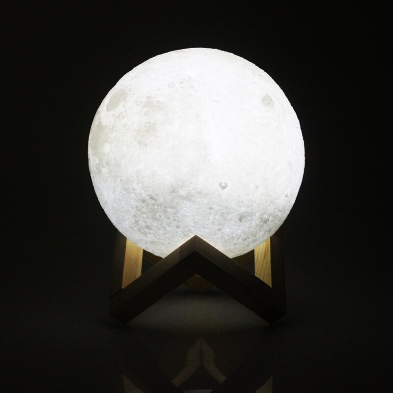 USB Rechargeable Touch Switch 3D Print Moon Bookcase Bedroom Lamp 2colors LED Reading Night Light Home Christmas Decoration Gift