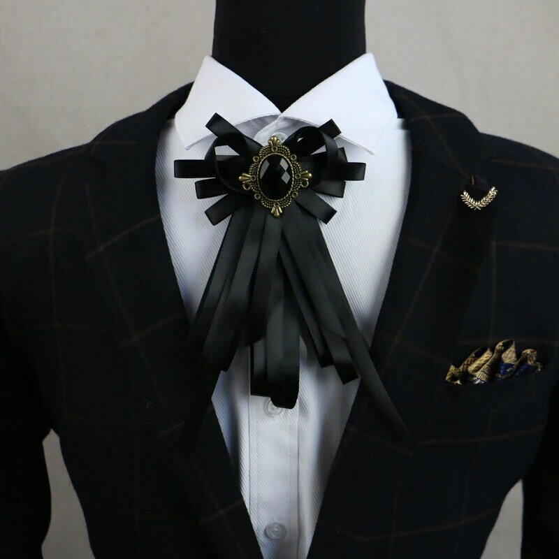 Modo Libero di trasporto nuovo maschio degli uomini Handmade Vintage British school Unisex Spilla colletto della camicia cravatta accessori Copricapo