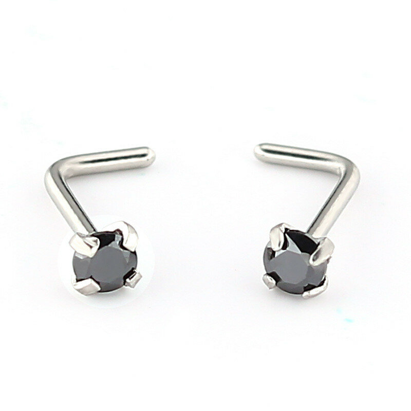 Anelli al naso e borchie in acciaio inossidabile 316L titanio con gioielli per il corpo in zircone AAA nero da 2.5mm