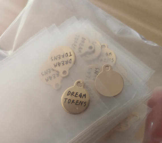 MYLONGINGCHARM 50pcs 10mm  Laser Engraved Tag Custom Logo Tags Stainless Steel Engravable Charms Necklace Tags