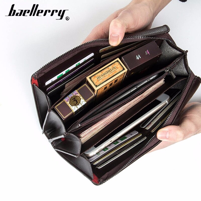 Baellerry-Bolso de mano para hombre, cartera multifunción de gran capacidad, bolsillo para teléfono móvil, alta calidad
