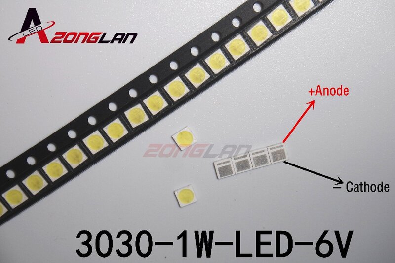 LED 1000 unids/lote de retroiluminación LED de alta potencia 1,8 W 3030 6V blanco frío 150-187LM PT30W45 V1 aplicación de TV