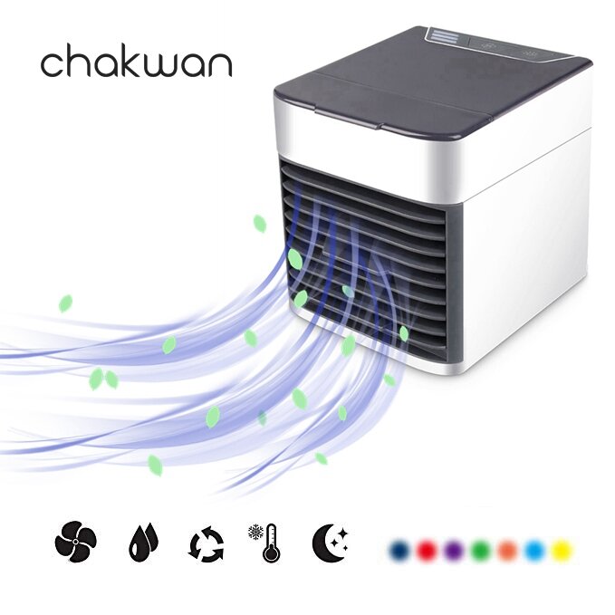 Ventilador de aire acondicionado para el hogar Mini enfriador de aire portátil USB de 7 colores