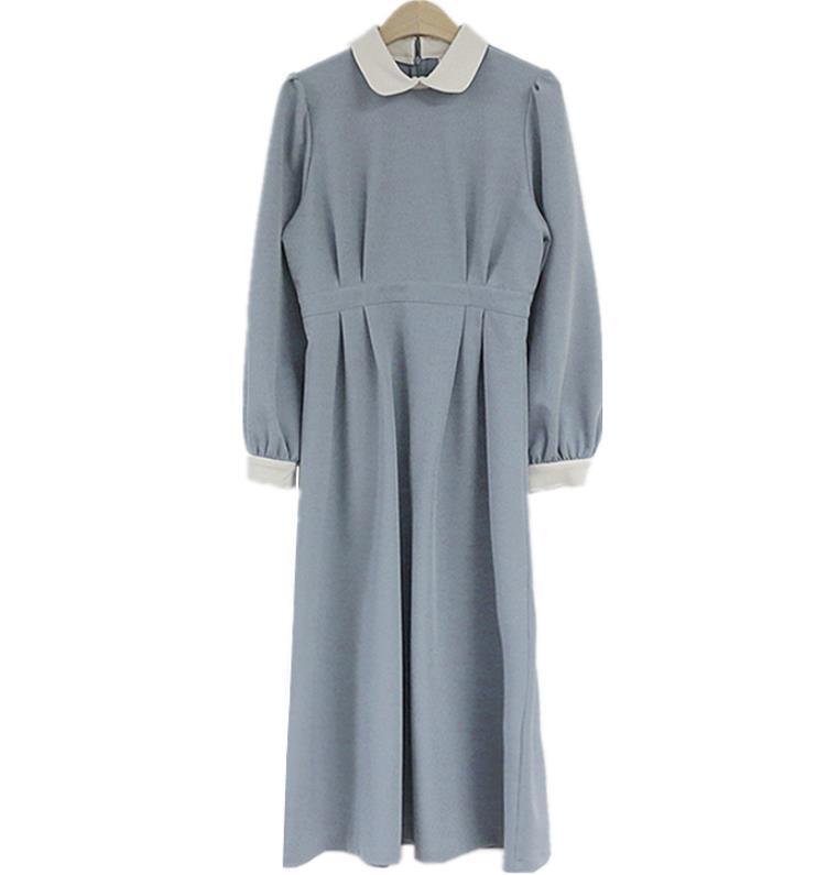 女性のための新しいプレッピースタイルの春のドレス,ハイウエスト,薄い,台形,2022