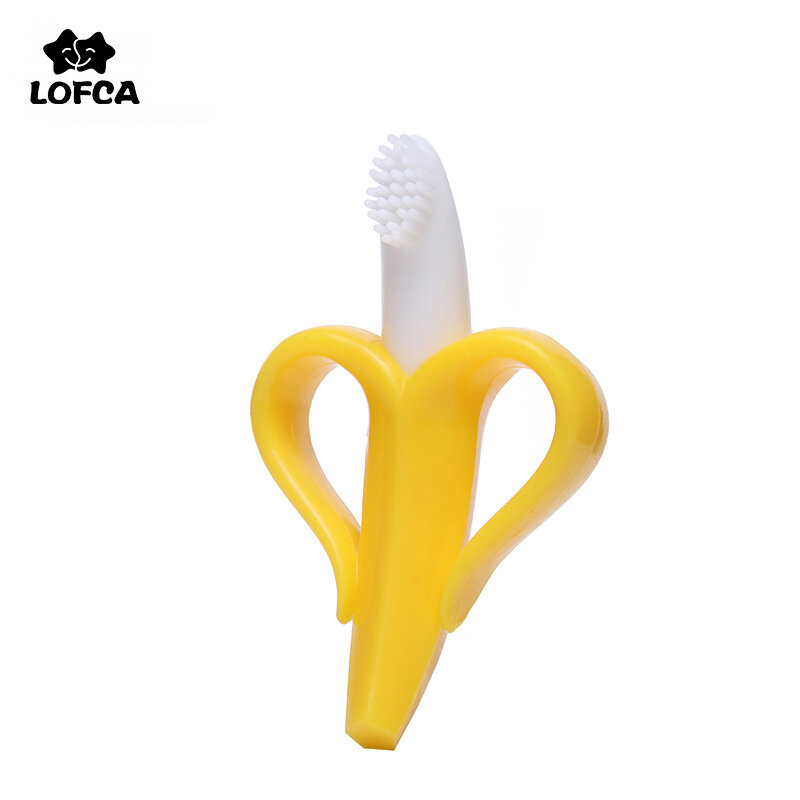 W kształcie Banana bezpieczne Toddle gryzak dziecko silikonowe szkolenia szczoteczka BPA bezpłatne Banana ząbkowany pierścień silikonowe Chew opieka stomatologiczna Toot