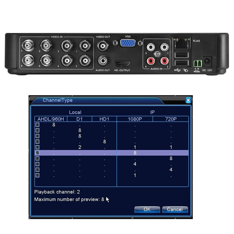 Mini DVR para cámara analógica, 960H, H.264, VGA, HDMI, 4 canales, 8 canales, 8 canales, 960H, 15fps, DVR, RS485, PTZ