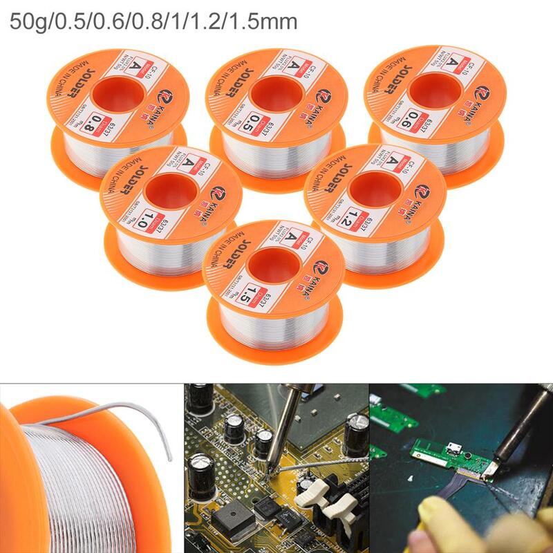 63/37 50g 0,5mm-1,5mm No-clean Kolophonium Core Solder Zinn Draht Reel mit 2% Flux und Niedrigen Schmelzpunkt für Elektrische Lötkolben