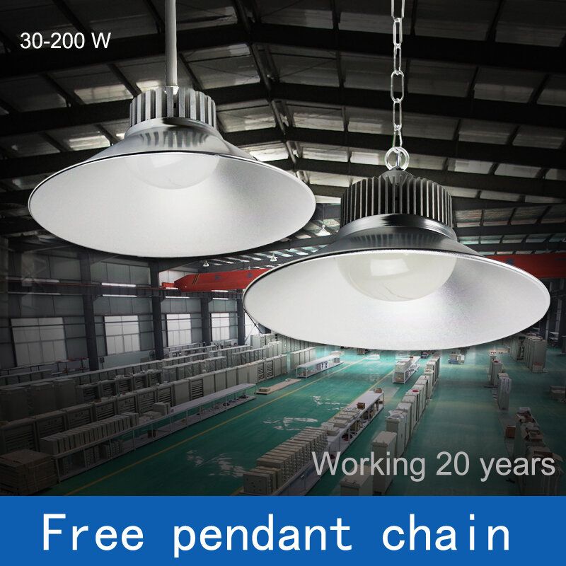 Lámpara LED colgante de techo con cadena, luces industriales de brillo de ingeniería, 30-45cm, AC100-240v, 30-200w, 100w