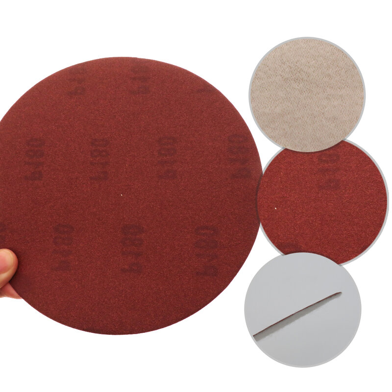 Discos de lijado de papel de lija rojo de óxido de aluminio, gancho y bucle de 120 a 320 granos, 10 piezas, 7 pulgadas, 180mm
