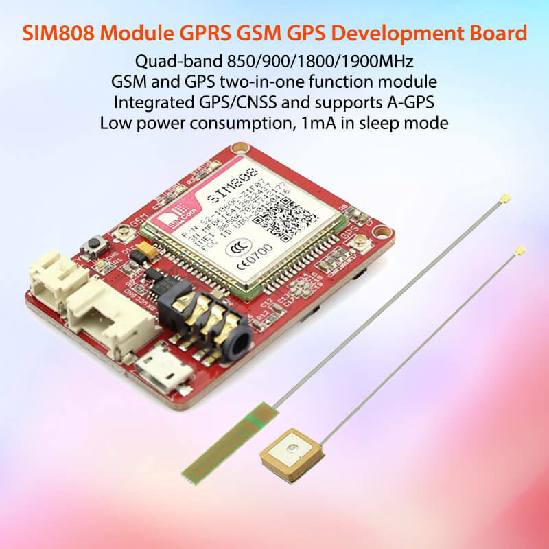 Elecrow Crowtail SIM808 모듈, GPRS GSM GPS 개발 보드, GSM 및 GPS 기능 모듈, 3.7V 리튬 배터리 포함