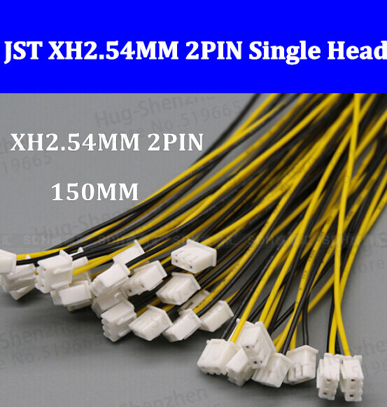 1000 pcs gratis pengiriman XH 2.54 MM 2 Pitch 2-Pin Connector dengan Kawat 150mm 2pin kawat kepala Tunggal