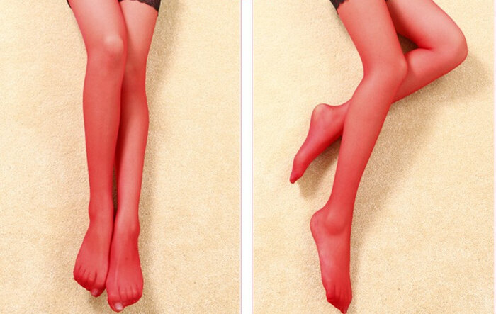 Vendita calda collant elastico nuove donne calze di seta guaina biancheria intima calza per calze sexy rosso