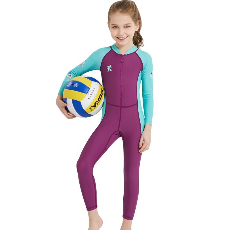 Setelan Menyelam Anak-anak untuk Anak Laki-laki Perempuan Anak-anak Tetap Hangat Satu Potong Lengan Panjang Perlindungan UV Pakaian Renang Olahraga Air