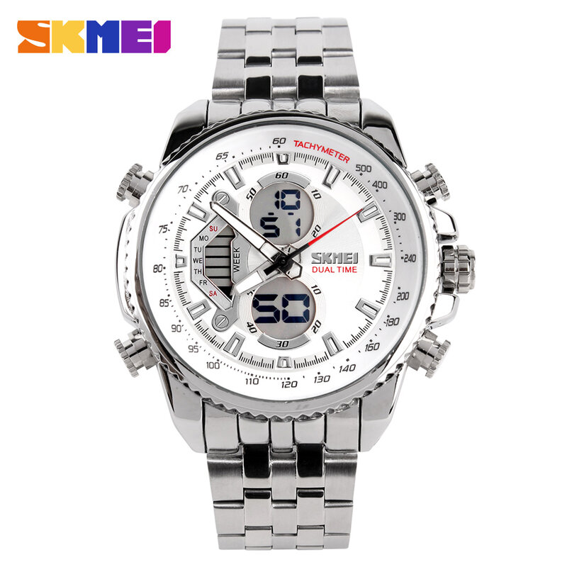 SKMEI Mode Männer Sport Uhren Dual Display Analog Digital Military Quarz Elektronische Armbanduhren Wasserdichte Chronograp Uhr