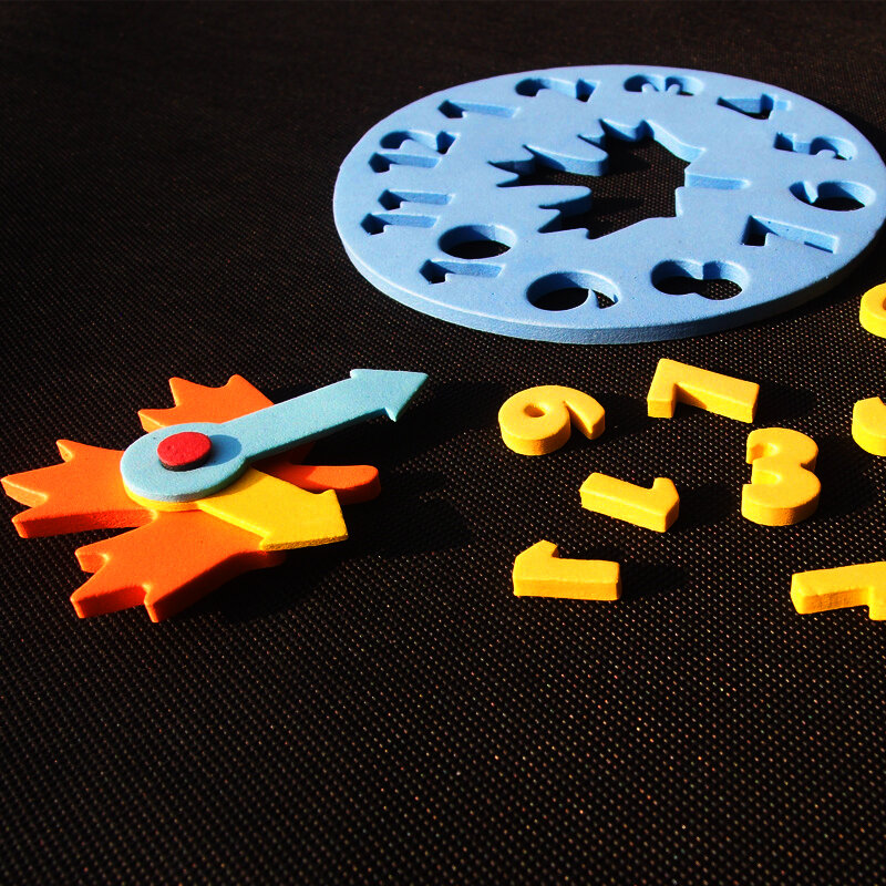 NEW Baby Kids EVA Foam Toys Clock Number Puzzle Baby Brain Development Toys Gifts Random Color HANDANWEIRAN
